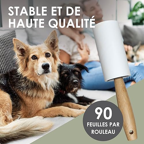 Waldana Rouleau Anti-Peluches - 6 Rouleaux de 90 Feuilles (540 Feuilles) Avec 2 Dévidoirs en Bambou Pour Vêtements et Poils d'Animaux - Nail Gallerys