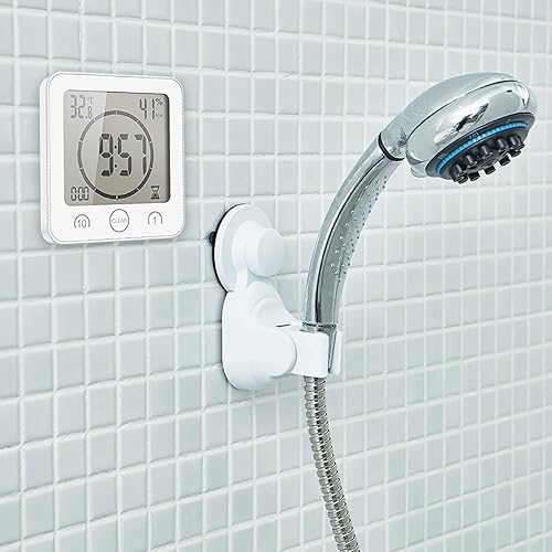 YanFeng Horloge de Salle de Bains, thermomètre numérique hygromètre LCD minuterie de Douche numérique réveil Station météo sans Fil pour Bureau à Domicile - Nail Gallerys