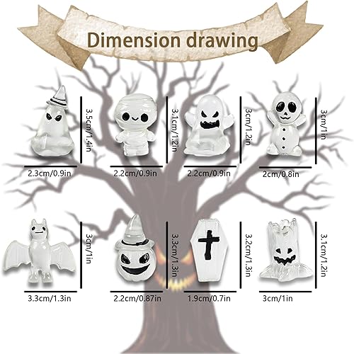 Décoration de jardin pour Halloween, 8Pcs Mini Glow Ornaments, Fantôme, Gobelins, Squelettes, Citrouille, Poupée, Décoration de jardin, Décoration d'Halloween - Nail Gallerys