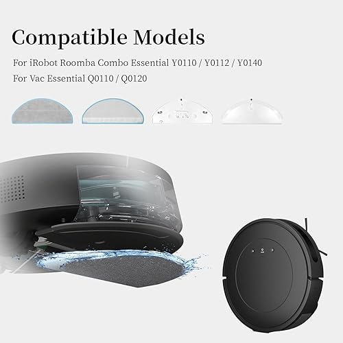 KiimSin Chiffons de nettoyage avec support pour iRobot Roomba Combo Essential Y0110 Y0112 Y0140, Vac Essential Q0110 Q0120 Q052, aspirateur robot pièces de rechange pour Chiffons accessoires :  Cuisine et Maison - Nail Gallerys