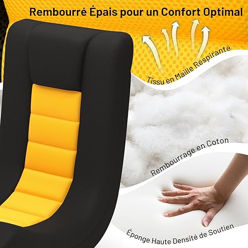 RELAX4LIFE Chaise de Sol Pliable, Chaise de Jeu Rotative à 360°avec Dossier Réglable en 4 Positions, Coussin de Cou et Base en Métal, Fauteuil Relaxant Rembourré en Éponge pour Jeu Lecture Relax - Nail Gallerys