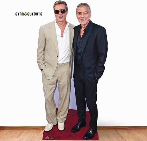 Star Cutouts CS1215 Brad Pitt et George Clooney Découpe en Carton Grandeur Nature avec Mini – Idéal pour Les Fans de télévision et de cinéma, Anniversaires et événements VIP - Nail Gallerys