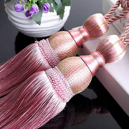 Derbway 1 Paire Rideau Embrasse Rubans, d'embrasses de Rideau à Pompons, Rideau Corde Retenue pour la décoration de Rideau-Rose - Nail Gallerys
