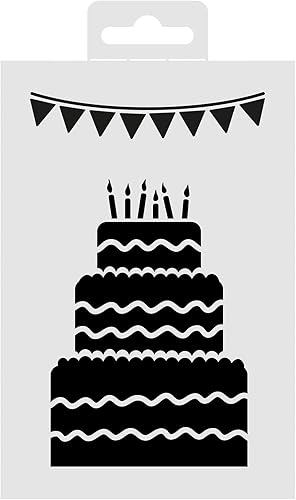 Aladine - Pochoir Gâteau Anniversaire 15 x 10 cm - Pochoir pour Décoration Toutes Surfaces - Pochoir Feutres, Peinture, Airbrush Dessin - Cartes, Invitations - 81267 - Nail Gallerys