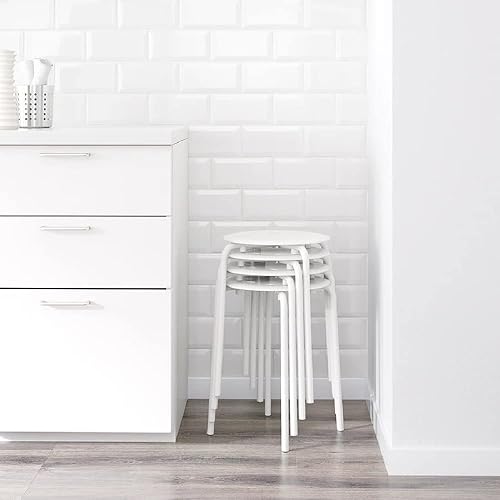 I-K-E-A Tabouret empilable en acier inoxydable réutilisable pour chambre à coucher salon Blanc 45 cm - Nail Gallerys
