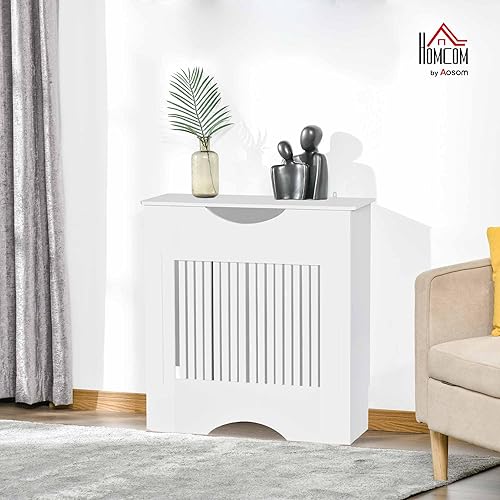 HOMCOM Cache-radiateur à Lattes Couvercle de Radiateur en Bois Design Contemporain pour Salon Salle de Séjour Chambre 78 x 19 x 82 cm Blanc - Nail Gallerys