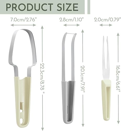 Mauepersu Coupe-pastèque 3 en 1, coupe-pastèque en acier inoxydable, coupe-pastèque, outil de coupe de pastèque, couteau à fruits, fourchette de coupe rapide, fourchette à fruits (Vert) - Nail Gallerys