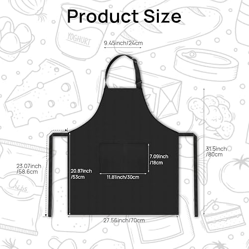 GlasFlength Tablier de Cuisine 2 Pack, Chef Tabliers pour Homme Femmeavec 2 Poches Étanche Réglable Tablier de Barbecue avec de Longues Lanières pour Restaurant Café Jardinage (Noir) - Nail Gallerys