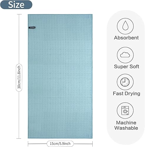 KinHwa Lot de 2 serviettes de bain en microfibre gaufrée de qualité supérieure - 50 x 100 cm - Serviette de salle de bain - Séchage rapide - Doux et durable - Bleu - Nail Gallerys