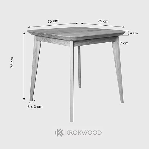 Krok Wood Table de Cuisine Paris Bois de Massif (Chêne, 110 x 75 x 75 cm) - Nail Gallerys