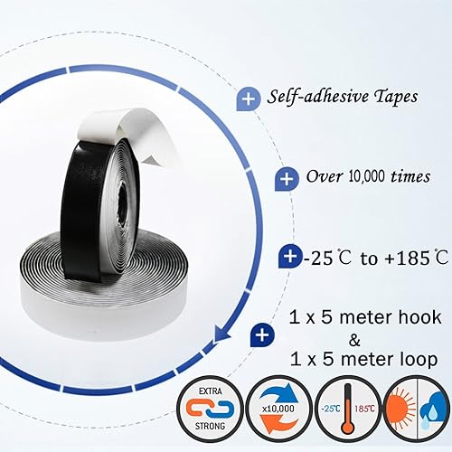 Eroilor 8 m Bande Agrippantes Adhésives, Autocollant Flausch & crochets, 20 mm de large - Blanc - Nail Gallerys