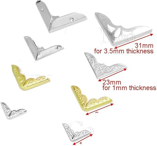 KOPGBM Lot de 10 Coins de Livre en métal pour Scrapbooking, Albums, menus, dossiers, Protections, Cartes, fichiers, classeurs, carnets, décoration, Accessoires de Bricolage, 23 mm, Argent - Nail Gallerys