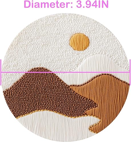 cukol cukol 6pcs Punch Needle Dessous de Verre Kit Adulte Enfant Debutant, Paysage Kit D'Aiguilles à Poinçonner Punch Needle Dessous Sous Verre Set Originaux - Nail Gallerys