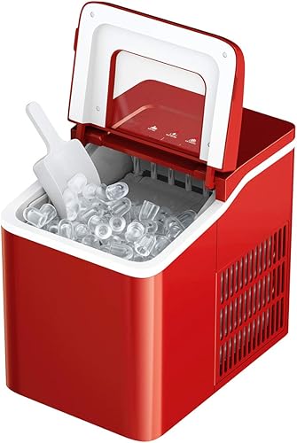 DREAMADE Machine à Glaçons avec Fonction de Nettoyage, Appareil de Préparation de Glace 120W avec Capacité 1,6L, Idéal pour Maison,Bureau,Café (Rouge) - Nail Gallerys