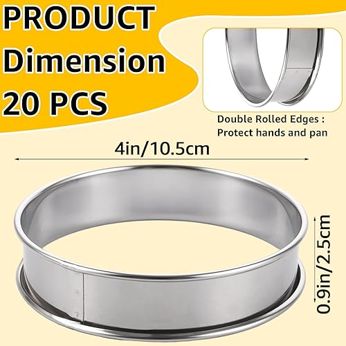 LOPYXBR Lot de 20 Pièces Cercle Patisserie, 10,5 x 2,5 cm Cercle Tartelette, Ronds, Cercle a Patisserie pour Muffins, Desserts, Pâtisseries, Gâteaux, Pâtisseries - Nail Gallerys