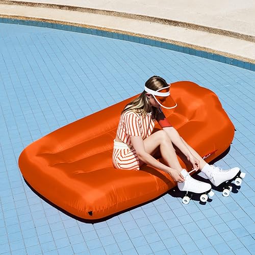 Fatboy® Lamzac L Canapé/Pouf/Sofa Gonflable | Orange Hamac rempli d'air | pour l'extérieur Plage, Jardin ou Piscine | 195 x 112 x 50 cm - Nail Gallerys