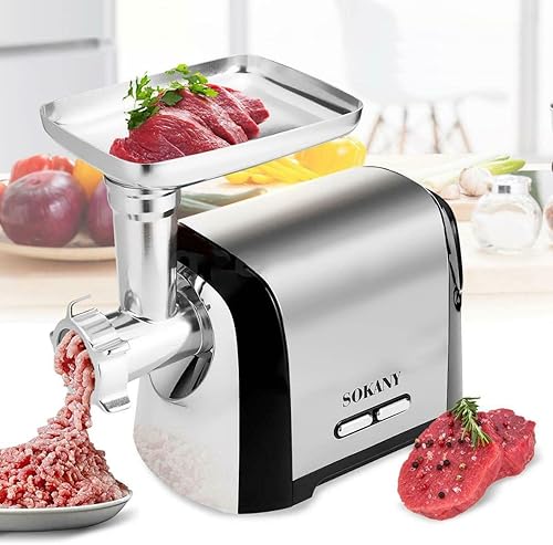 SOKANY SK-088 Hachoir Viandes Électrique 3200w 3 en 1 Hachoir à Viande Professionnel avec 3 plaques de broyage en acier inoxydable, Accessoire de Kubbe et de Saucisse, pour un broyage rapide - Nail Gallerys