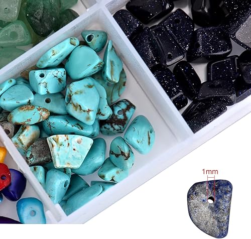 Queta Kit de fabrication de bijoux en pierres précieuses naturelles irrégulières avec fil à bijoux, pendentifs, bracelets et outils de fabrication (combinaison A) - Nail Gallerys