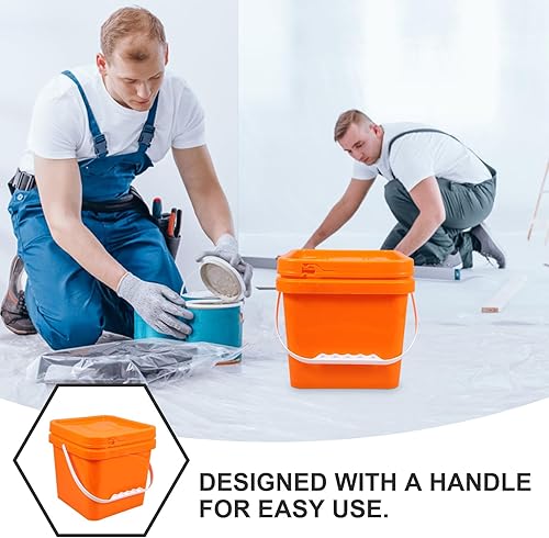 ARTIBETTER Seau Carré De Qualité Alimentaire en Plastique 5L avec Couvercle et Poignée - Pot De Peinture pour La Maison, Camping, Pêche - Nail Gallerys