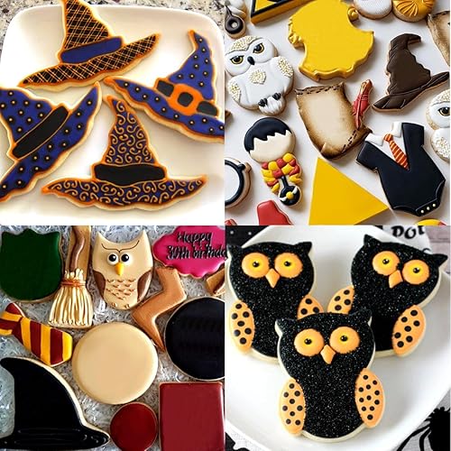 Fangleland Emporte-pièce en acier inoxydable pour - Motif : hibou, chapeau, balai, écharpe, foudre - Pour fête prénatale, fête de tous les saints - Nail Gallerys