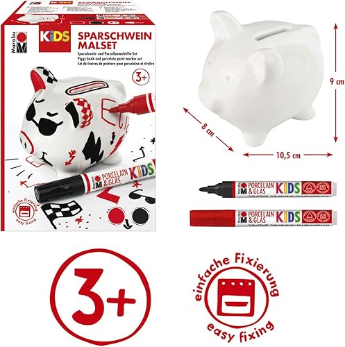 Marabu- Kids Verre Painter, kit de Peinture Amusante pour colorier et décorer avec des Crayons en Porcelaine pour Enfants, 10128928, Blanc - Nail Gallerys