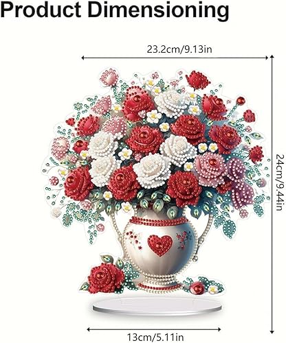 BRTNUP Kit de peinture diamant 5D à poser sur une table - Vase à fleurs - Décoration de bureau pour la maison, le bureau, les travaux manuels - Nail Gallerys