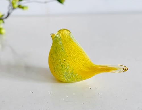 DECRZPB Verre Fait à la Main Jaune Pie Oiseau Colombe Moineau Figurine soufflé Verre glaçure Presse-papiers Cadeau pour Noël décor à la Maison Ornement de Table - Nail Gallerys