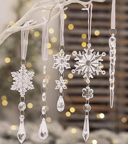 Décoration de Noël, décoration de Sapin de Noël, Pendentif en Forme de Flocon de Neige Noël en Cristal, Pendentif de décoration de Sapin de Noël, Pendentif de Noël en Acrylique DIY, 18 pièces - Nail Gallerys