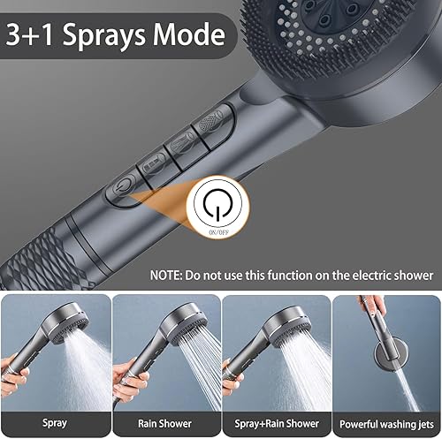 HOAENTSA Pomme de douche à eau dure et tuyau de 1,5 m, 4 modes de jet, filtre à 15 couches, économie d'eau, filtre de douche massant pour enlever le chlore résiduel - Nail Gallerys