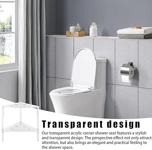 Tabouret de douche d'angle pour pieds de rasage, banc de douche pour douche intérieure, tabouret de salle de bain d'angle en acrylique, étagère de douche à double niveau, chaises de bain robustes avec - Nail Gallerys