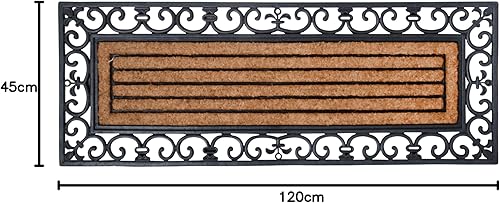 Esschert Design RB109 Paillasson en Caoutchouc avec Fibre de Coco Marron et Noir Taille XL 120 x 45 cm - Nail Gallerys