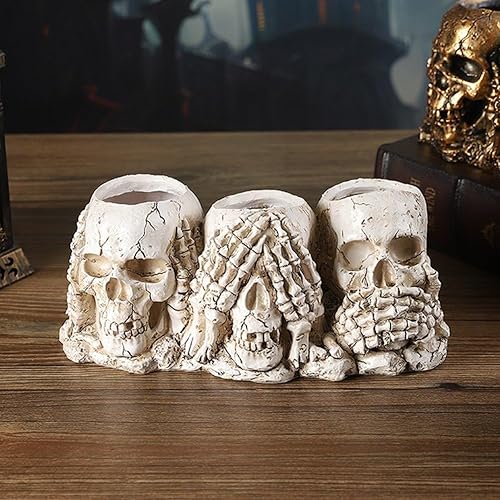 HiyyFloy Pot De Fleur en Forme De Tête De Crâne, Jardinière en Résine, Squelette Gothique, Bol De Plantes, Décorations De Bol De Bonbons d'halloween - Nail Gallerys