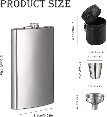 DEANKEJI Flasque a Alcool, Fiole Alcool Forme U, 12 oz Flasque Acier Inoxydable, Flasque de Poche Portable avec Entonnoir, Tasse et Porte-Verre à Vin en Cuir pour Randonnée, Voyages et Camping - Nail Gallerys
