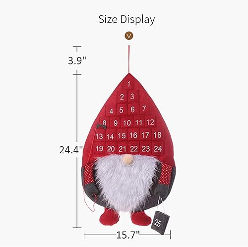Ewolee Calendrier de l'Avent, Calendrier du Compte à rebours de Noël de 24 jours, Calendrier Suédois de Poupée en Peluche Santa Gnome, Parfait pour Xmas Le Compte à Rebours de Noël (Gris) - Nail Gallerys
