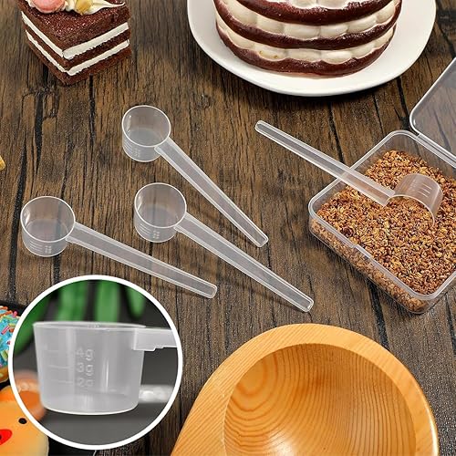 WKRTDY Ensemble de 4 Cuillères Mesure Transparentes et Pratiques pour La Cuisine ou Le Thé - Idéales pour la Chrononutrition et Le Café - Cuillère Doseuse en Plastique de 5g - Nail Gallerys