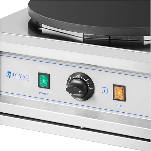 Royal Catering RC-CMS01 Crêpière Électrique Pro Machine À Crêpes Plaque En Fonte 40 cm (400 mm, 3 000 W, 0-300 °C, Boitier : inox) - Nail Gallerys