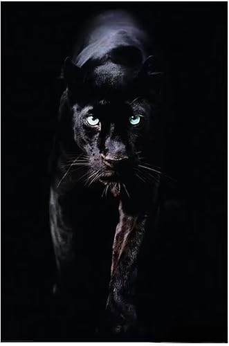 Affiche d'art animalier de panthère noire, peinture sur toile, impression d'art mural, décoration de salon, 50 x 70 cm (20 x 28 pouces), sans cadre - Nail Gallerys