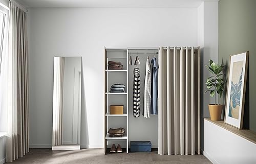 Symbiosis Tom Armoire 1 Colonne, Chêne Naturel avec Rideau Ecru 123/160x50x182 cm - Nail Gallerys