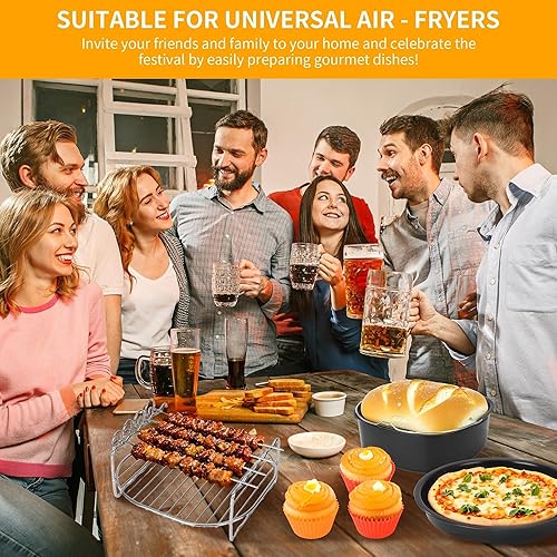 Accessoires air fryer, 20 pièces accessoires de friteuse à air carrés pour Philips Airfryer XL 6,2L XXL 7,2L, Ninja 5,8 L/6,2 L, COSORI 5,5 L 4,7 L, Cecotec 5,5 L/6 L, Accessoires pour Friteuses à Air - Nail Gallerys