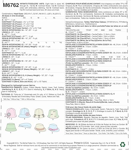 McCall's Chapeaux des Nourrissons et Tout-Petits - modèle Unique Unique Taille - Nail Gallerys