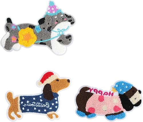 Patch Brodé Teckel Mignon - Lot de 4 Autocollants pour Vêtements, Serviettes et Accessoires (Style Dessin Animé) - Nail Gallerys