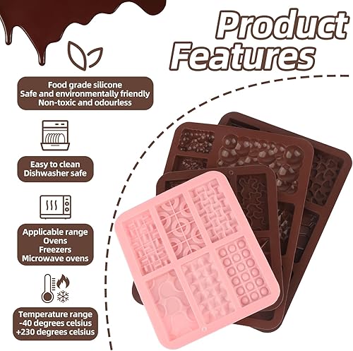 GHVACZS 4 Pièces Moule Chocolat, Moule a Chocolat en Silicone, Moule pour Chocolat avec 2 Morceaux de Compte Gouttes, Convient pour le Chocolat DIY, les Pralines, les Gelées, les Gâteaux, les Glaçons - Nail Gallerys