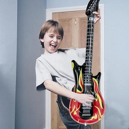 Lot de 5 guitares gonflables, accessoires de guitare, gonflables, 100 cm, instrument de musique rock pour fêtes à thème, carnaval, fête d'anniversaire - Nail Gallerys