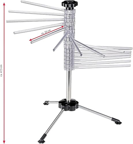 Westmark Séchoir à pâtes/ support à pâtes, avec 16 tiges, pliable, plastique/acier inoxydables, hauteur: 47 cm, Pasta-Tree, argenté/transparent, 61332260 - Nail Gallerys