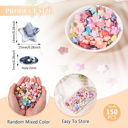 Cheriswelry Lot de 200 perles en acrylique en forme d'étoile 3D de 10 mm à motifs colorés scintillants pour la fabrication de bijoux et bracelets - Nail Gallerys