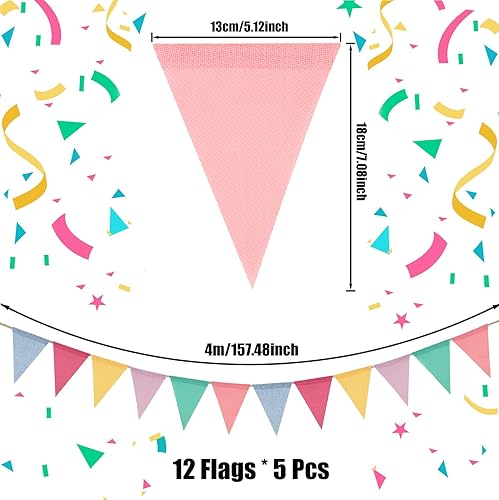 LUBOXIN Guirlande de Fanions en Tissu de 20 m, Multicolor Fanions en Imitation Lin Imperméable pour Fête d'anniversaire, Décoration de Carnaval, Décoration de Mariage et Décoration de Festival - Nail Gallerys