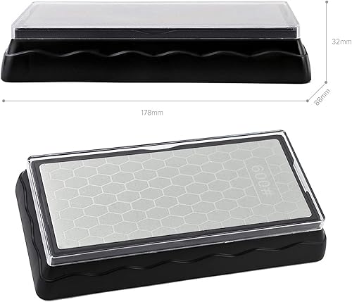 Pierre à aiguiser diamantée double face de 15,2 cm avec base antidérapante pour ciseaux et couteaux - Nail Gallerys