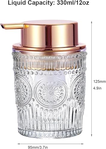 MIFULY Distributeur de savon en verre avec tête de pompe en cuivre or rose pour cuisine et salle de bain, tasse en verre de tournesol 330 ml – 1 paquet - Nail Gallerys