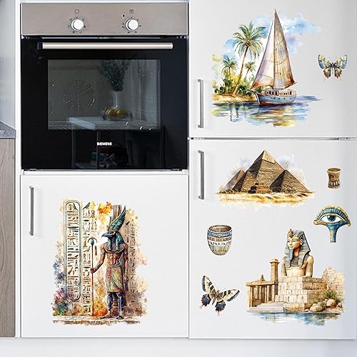 PLIGREAT 3 feuilles style égyptien frotter sur transfert pour meubles Vintage frotter sur autocollant pour commodes en bois armoire tiroir en céramique Scrapbooking artisanat décoratif - Nail Gallerys