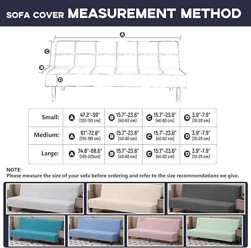 SUIOKPO Housse de Canapé sans Accoudoir Housse de Canape Clic Clac Jacquard Extensible Imperméable Universel Antidérapant Housse Protection pour Futon sans Bras,Bleu,L - Nail Gallerys